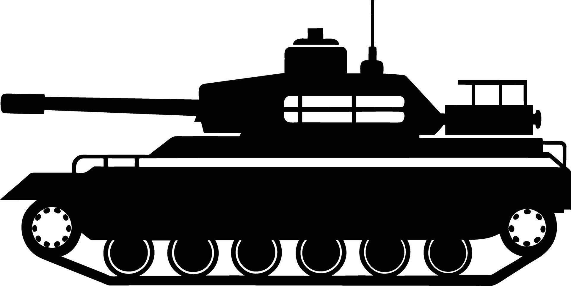 Black tank silhouette on white background vector