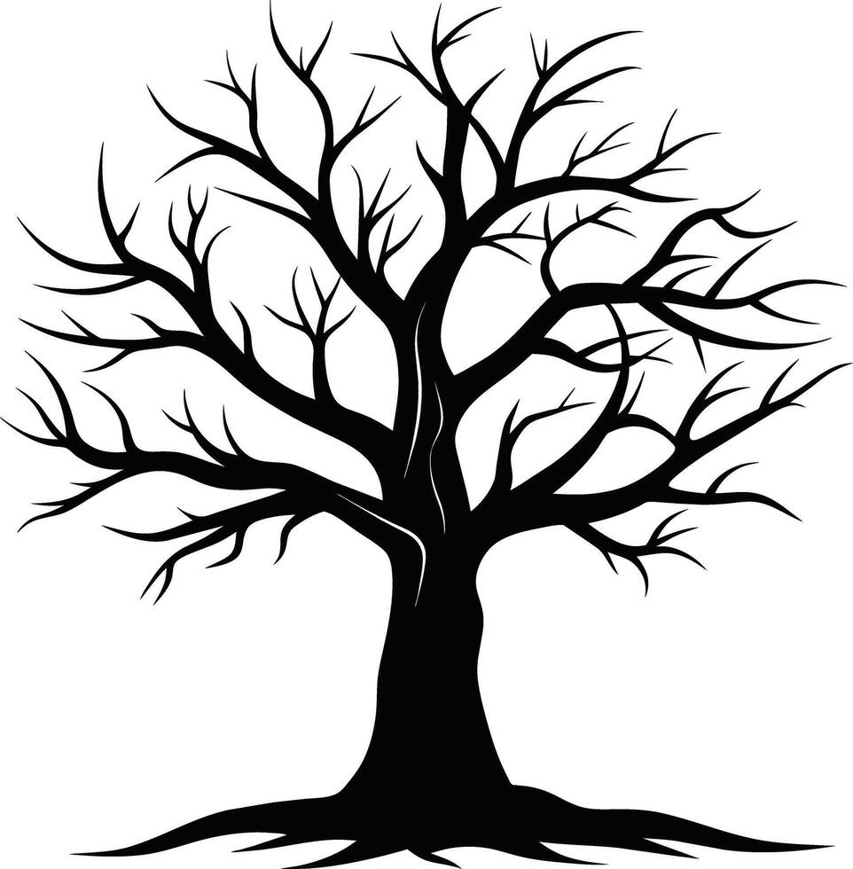 Black dead tree silhouette on white background vector