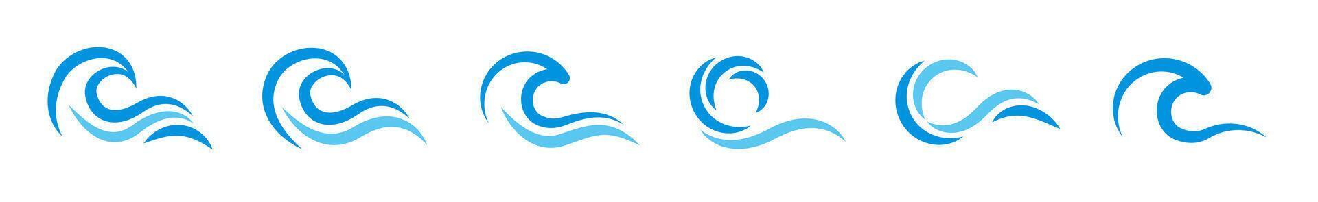 Water wave icon set. Wave symbol collection. Ocean wave, water logo. EPS 10 vector