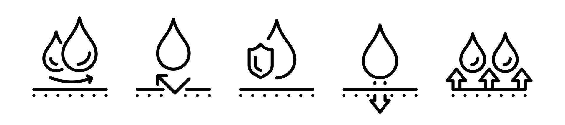 Water protection icon set. Water Proof icons. Collection of water resistant signs. EPS 10 vector