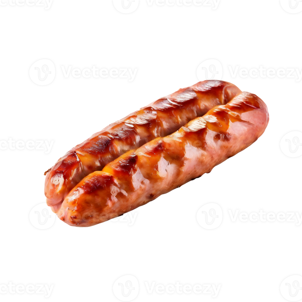 Bratwurst sausage isolated on transparent background, cut out, or clipping path. png