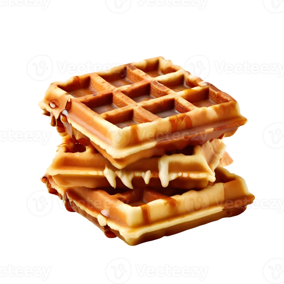 Waffles isolated on transparent background, cut out, or clipping path. png