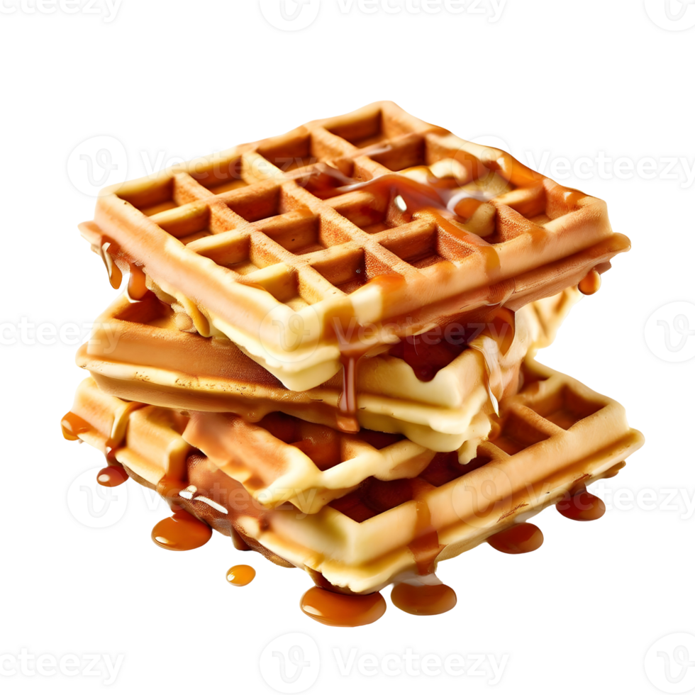 Waffles isolated on transparent background, cut out, or clipping path. png