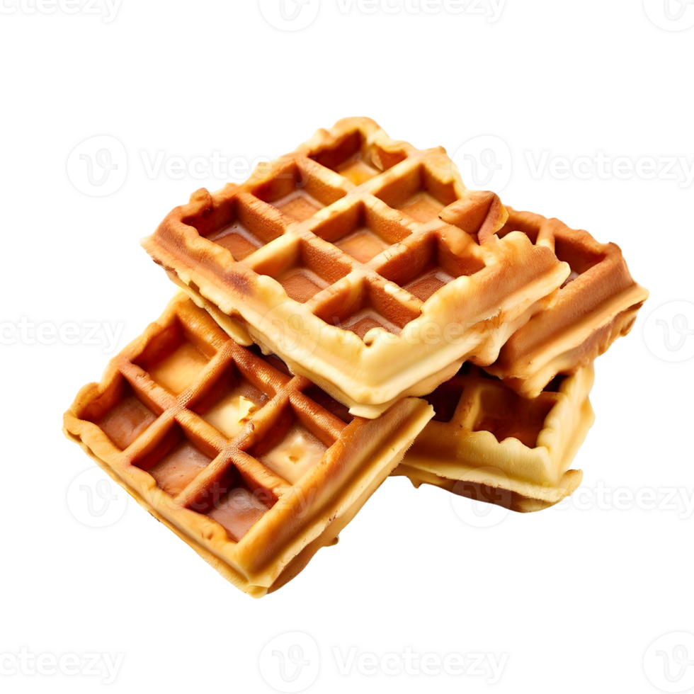 Waffles isolated on transparent background, cut out, or clipping path. png