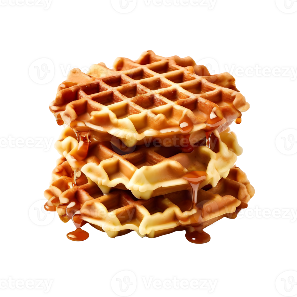 Waffles isolated on transparent background, cut out, or clipping path. png
