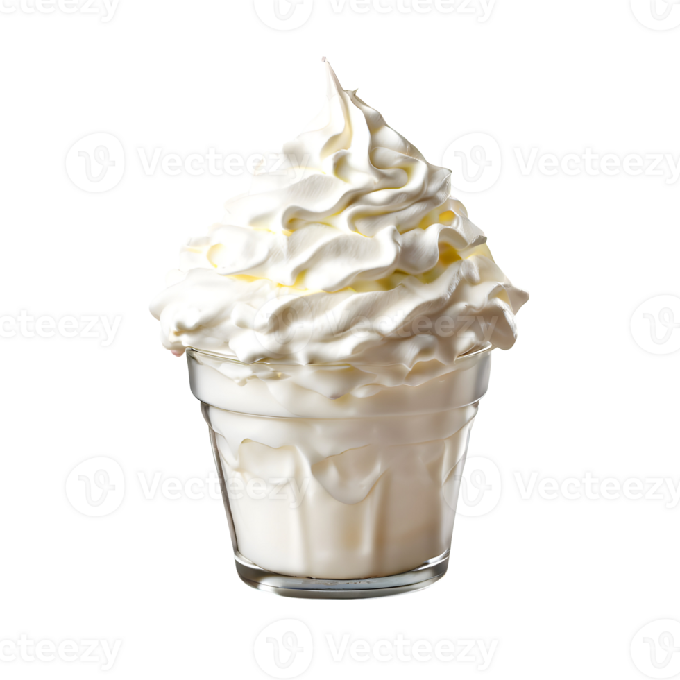 Whipped cream isolated on transparent background, cut out, or clipping path. png