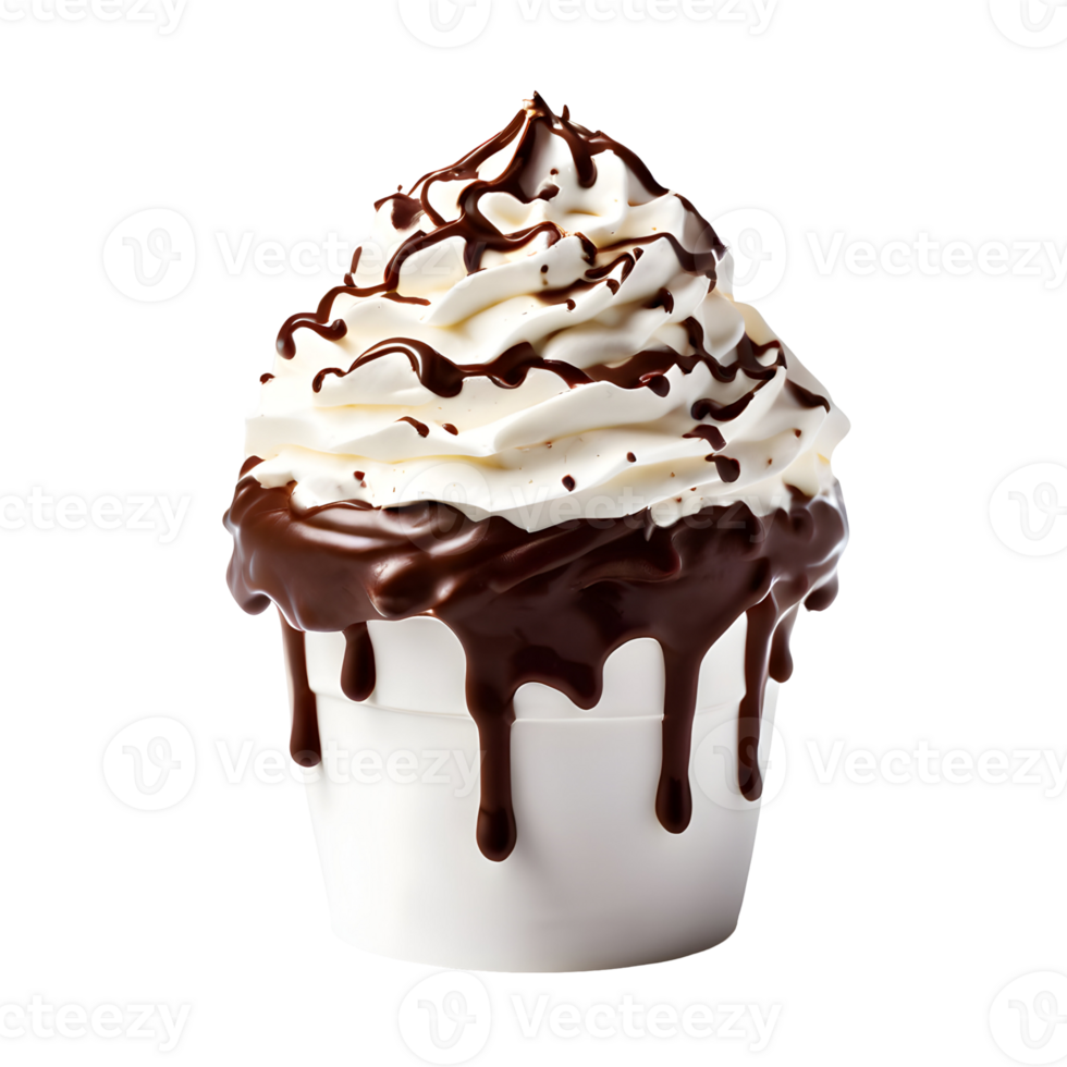 Chocolate whipped cream isolated on transparent background, cut out, or clipping path. png