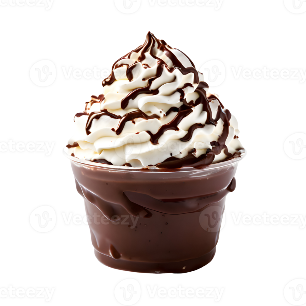 Chocolate whipped cream isolated on transparent background, cut out, or clipping path. png