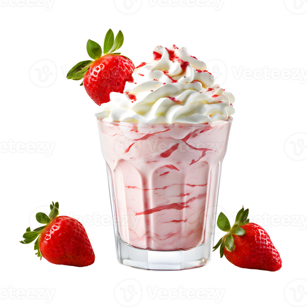 Strawberry whipped cream isolated on transparent background, cut out, or clipping path. png