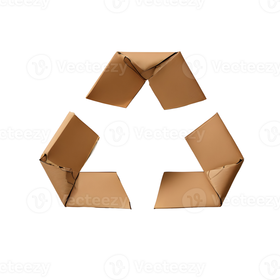 Cardboard recycling symbol isolated on transparent background, cut out, or clipping path. png