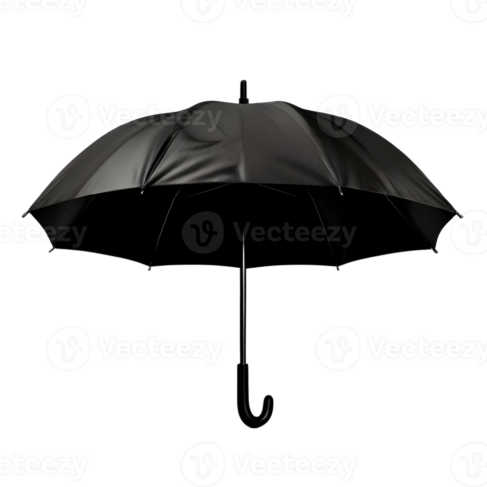 Open a black umbrella isolated on transparent background, cut out, or clipping path. png