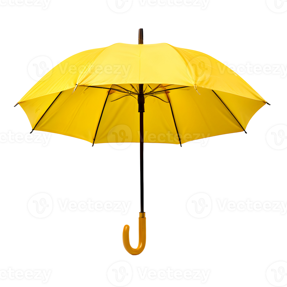 Open a yellow umbrella isolated on transparent background, cut out, or clipping path. png