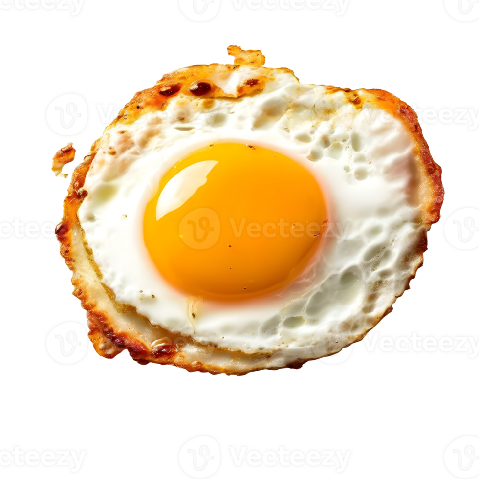 Fried egg isolated on transparent background, cut out, or clipping path. png