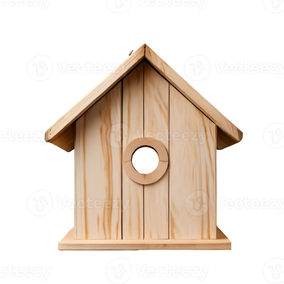 Wooden birdhouse isolated on transparent background, cut out, or clipping path. png