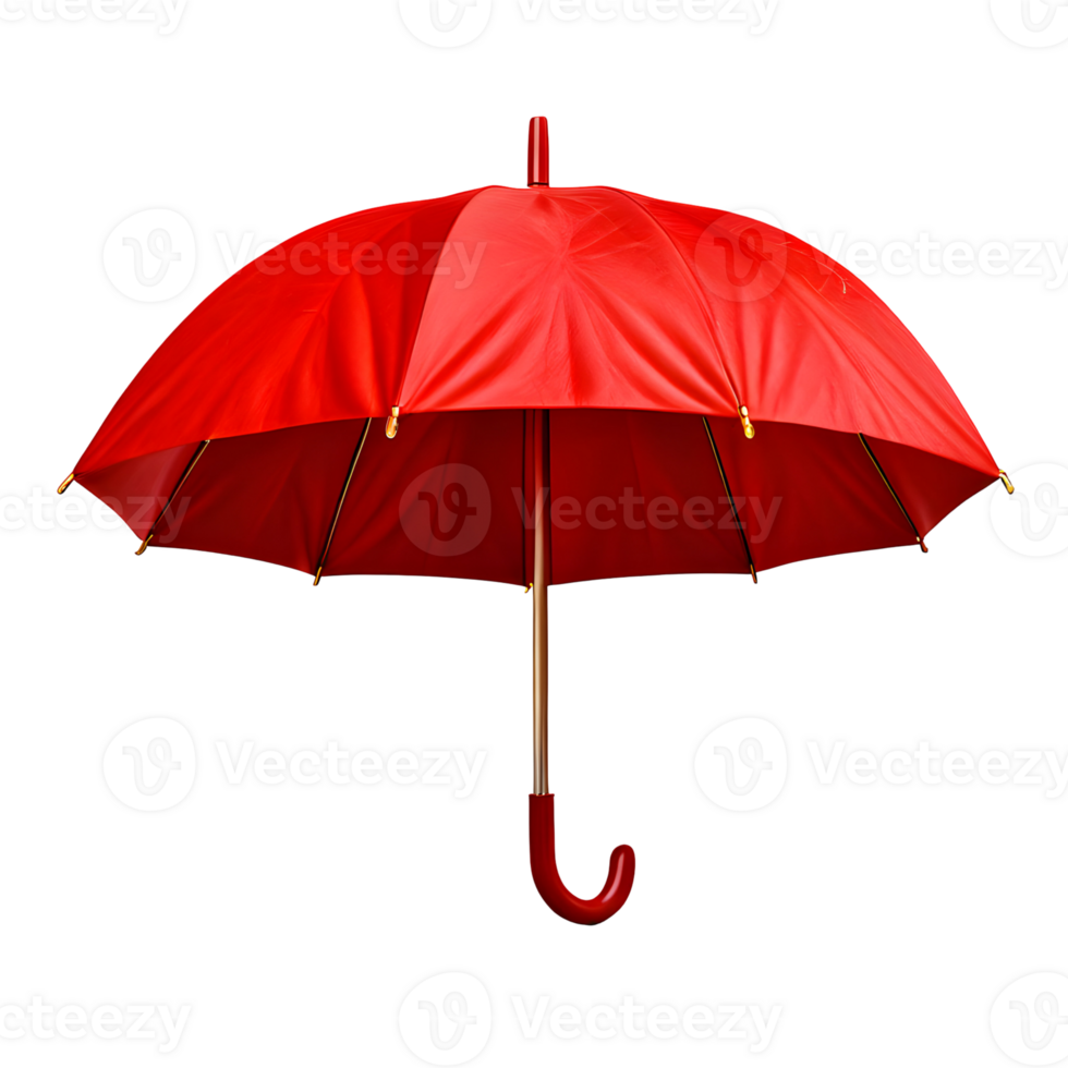 Open a red umbrella isolated on transparent background, cut out, or clipping path. png