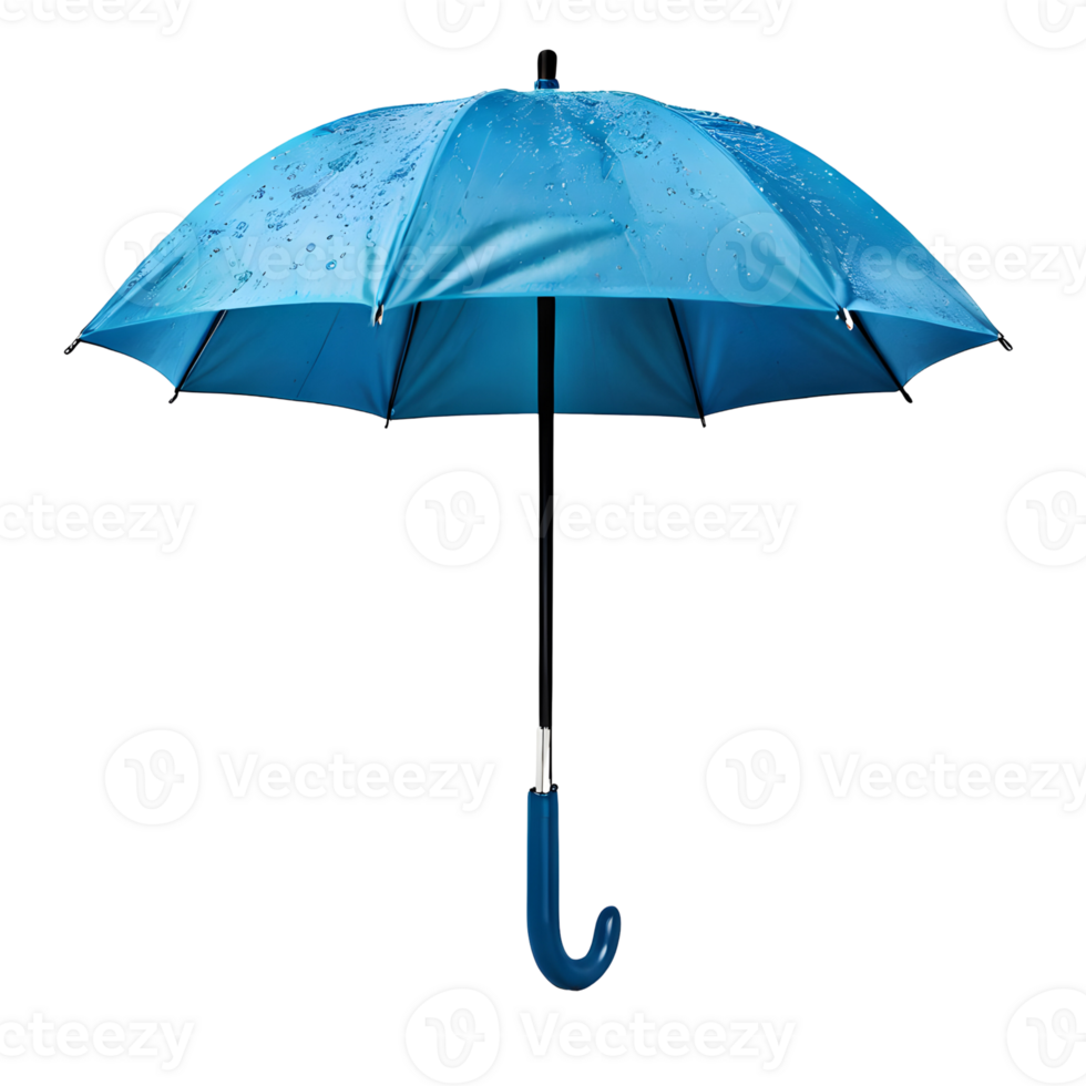 Open a blue umbrella isolated on transparent background, cut out, or clipping path. png