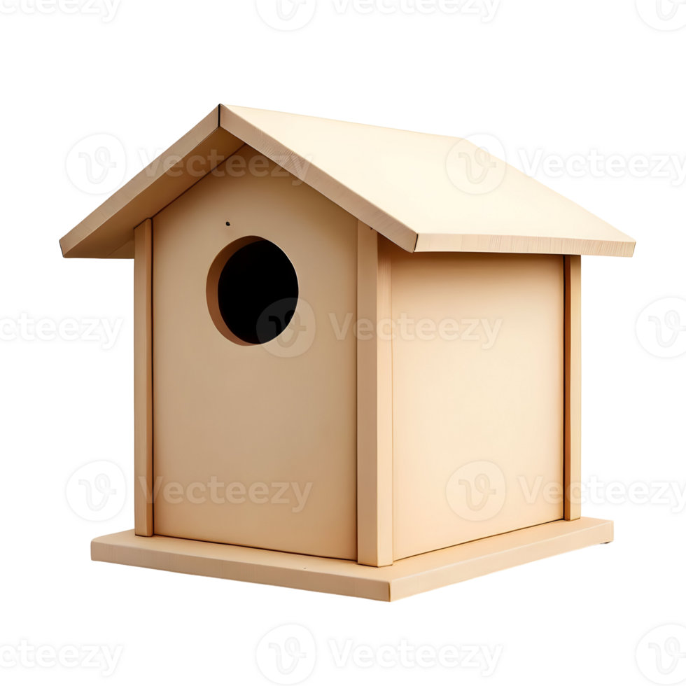 Wooden birdhouse isolated on transparent background, cut out, or clipping path. png