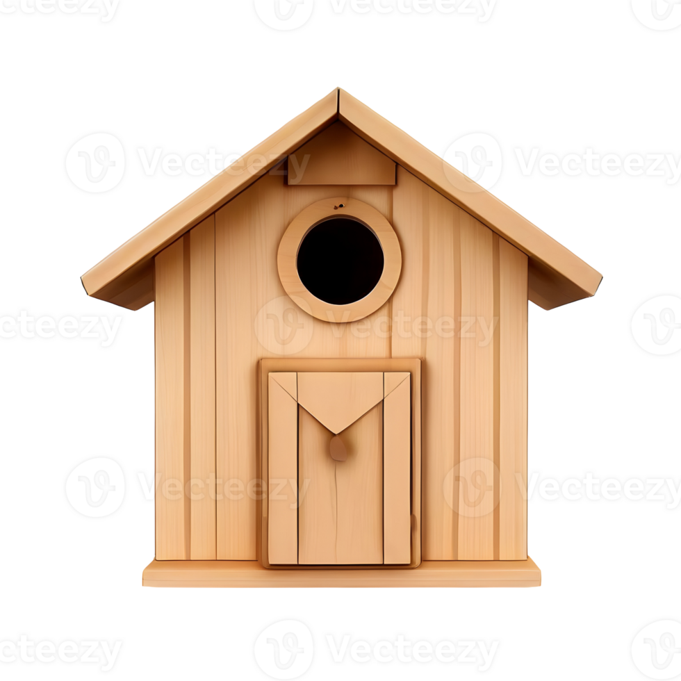 Wooden birdhouse isolated on transparent background, cut out, or clipping path. png