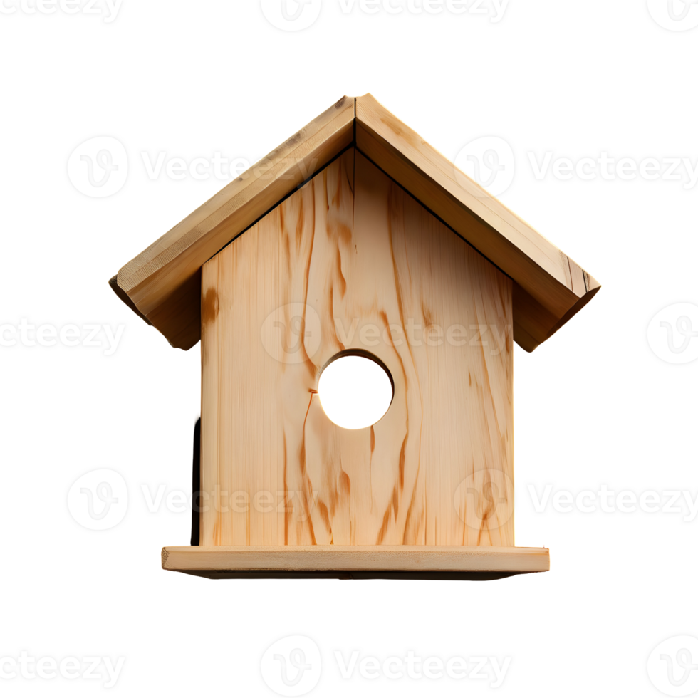 Wooden birdhouse isolated on transparent background, cut out, or clipping path. png