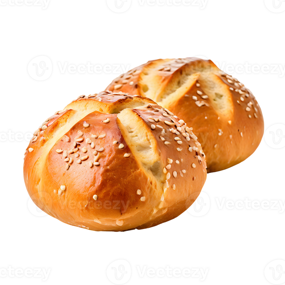 Plain kaiser rolls isolated on transparent background, cut out, or clipping path. png