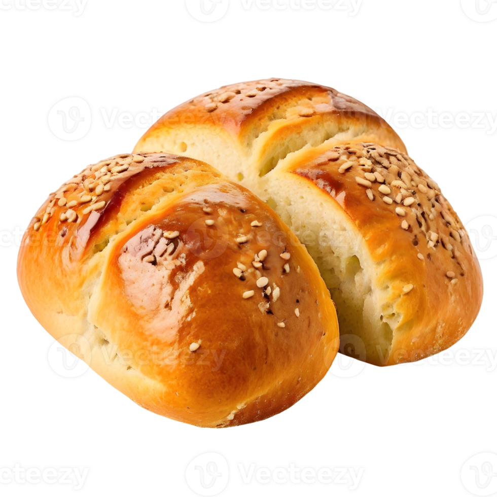 Plain kaiser rolls isolated on transparent background, cut out, or clipping path. png