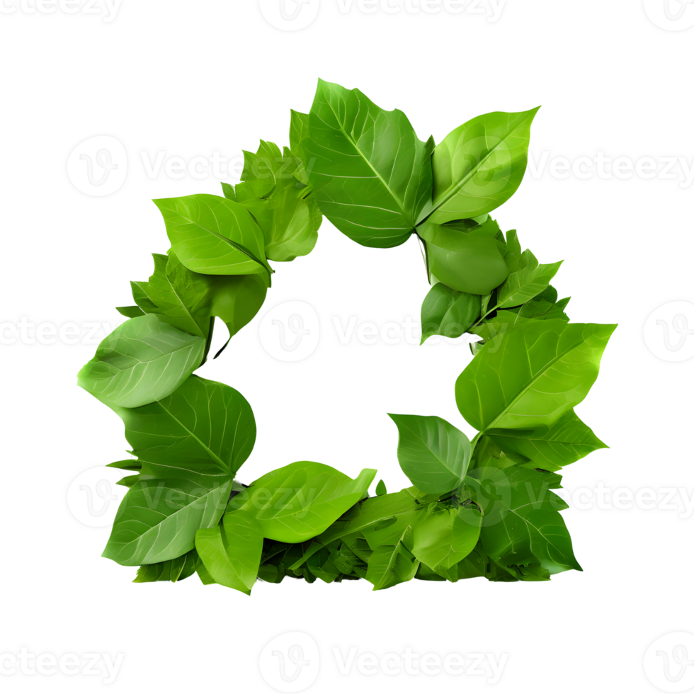 Green eco house icon made of leaves isolated on transparent background, cut out, or clipping path. png