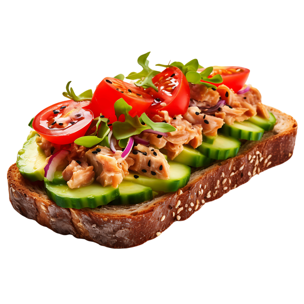 Multigrain Tuna Sandwich with Crunchy Veggies and Flaky Tuna png