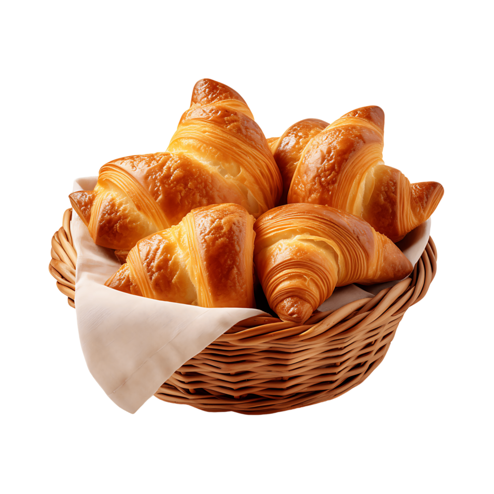 croissanter francais i handvävd korg png