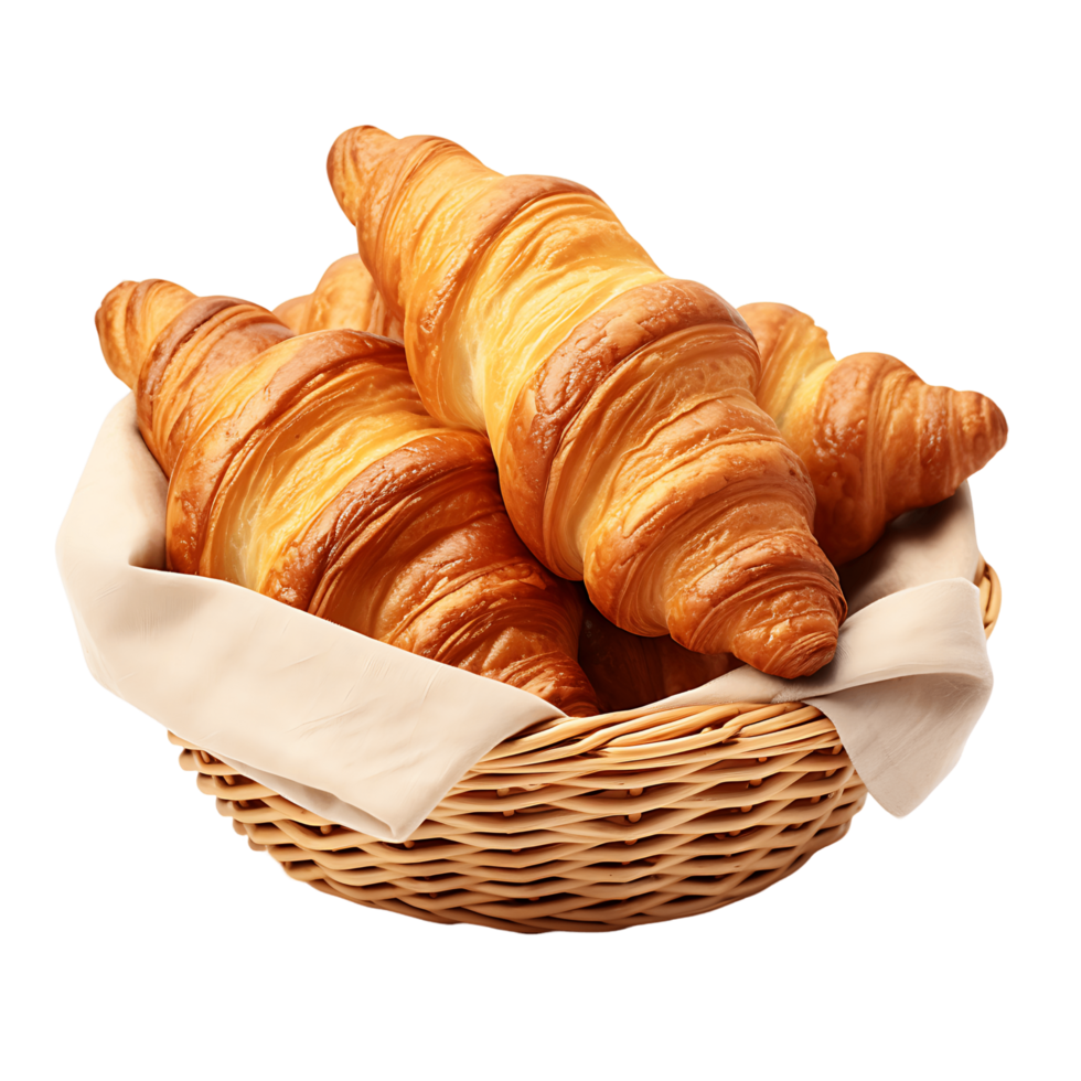 rustiek mand gevulde met Frans boter croissants png