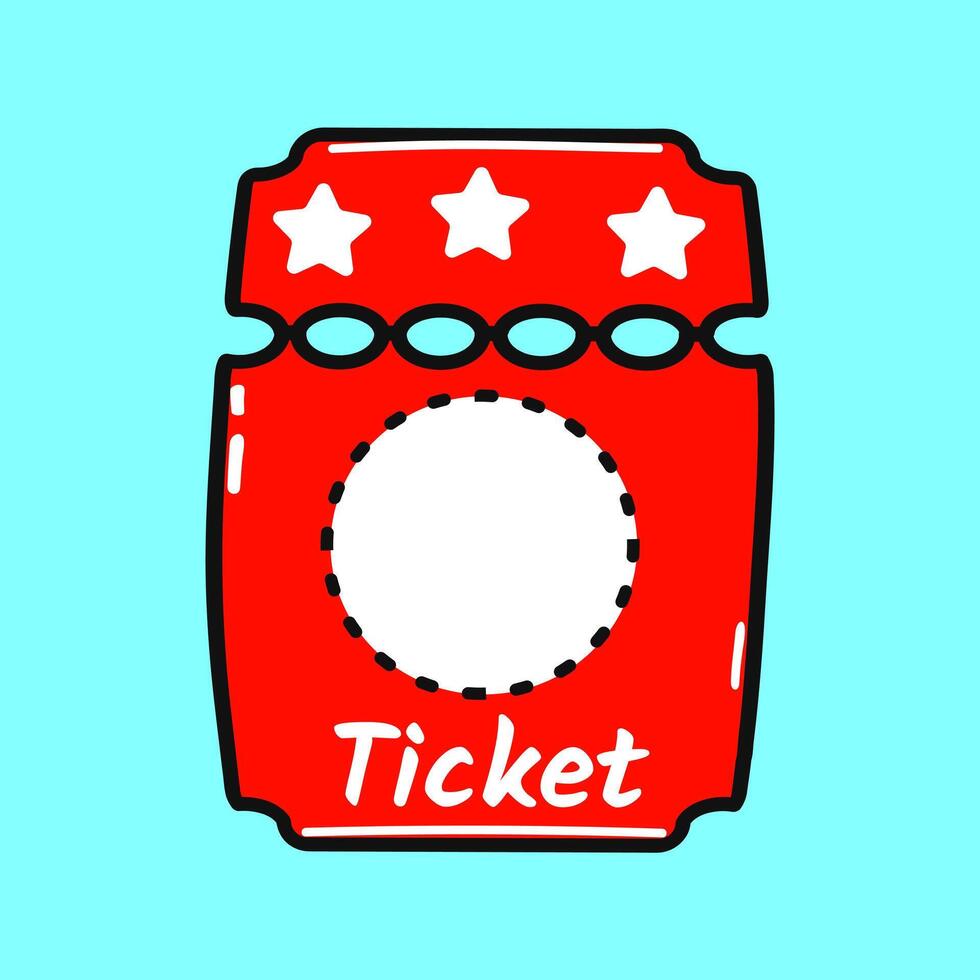 Cinema ticket character. Hand drawn cartoon kawaii character illustration icon. Isolated on blue background. Cinema ticket character concept vector