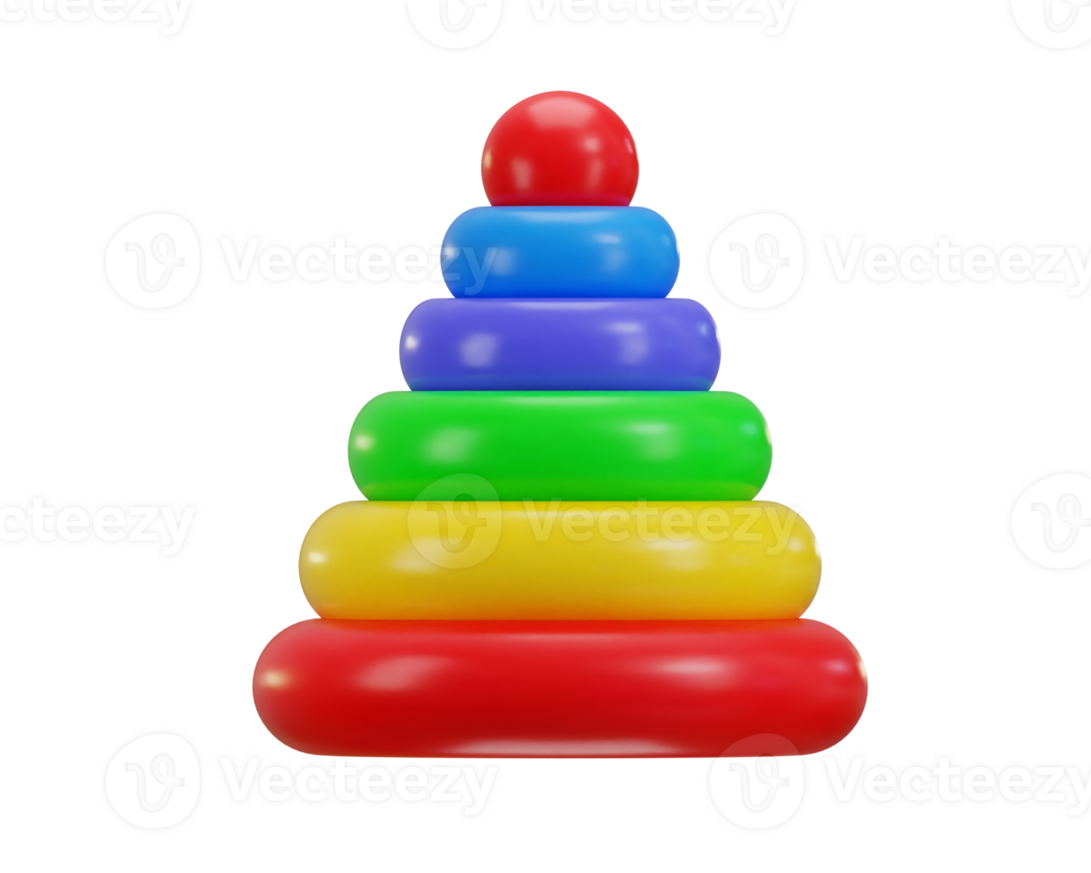 piramide giocattolo su colorato anelli icona 3d interpretazione illustrazione png