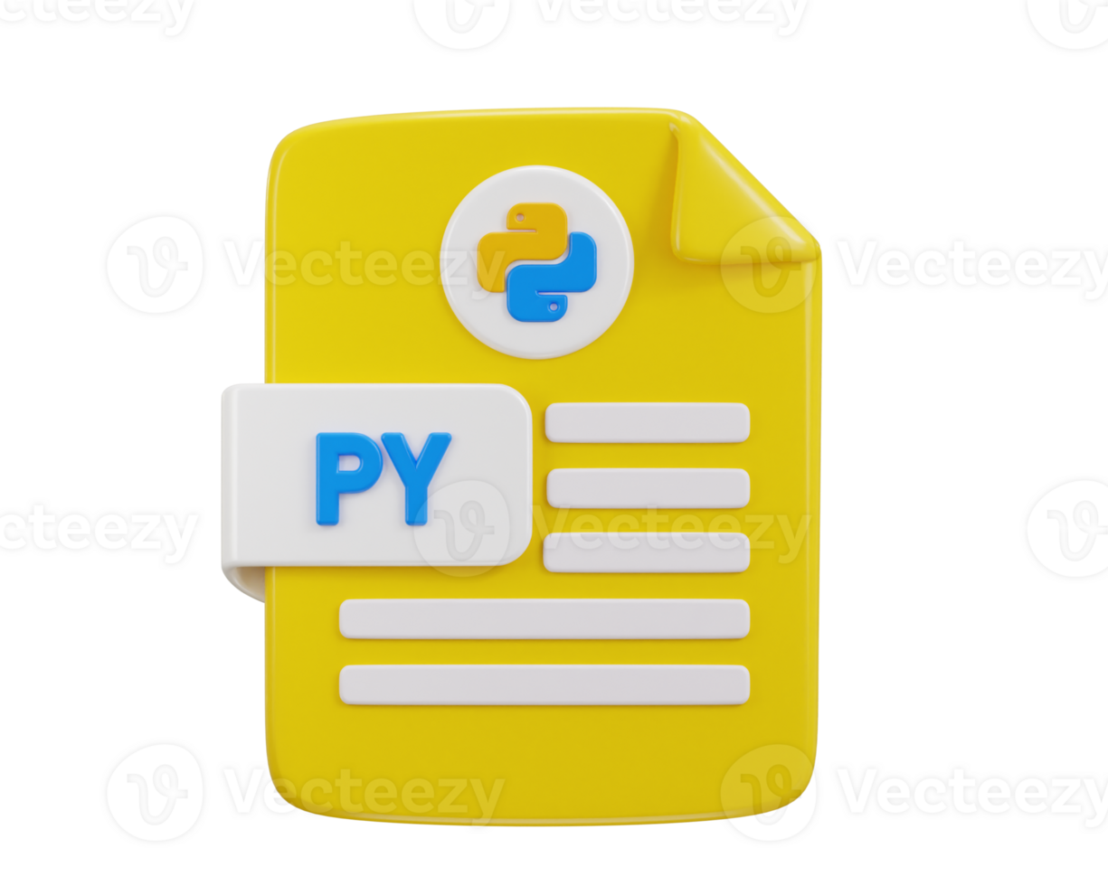 python programing language file format icon 3d rendering illustration png
