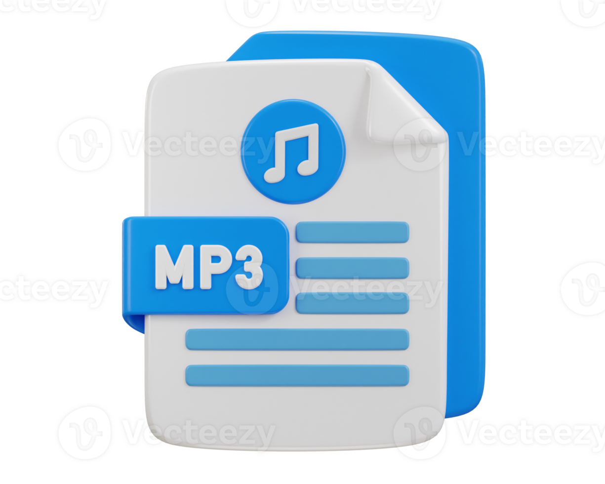 music icon with mp3 file format icon 3d rendering illustration png