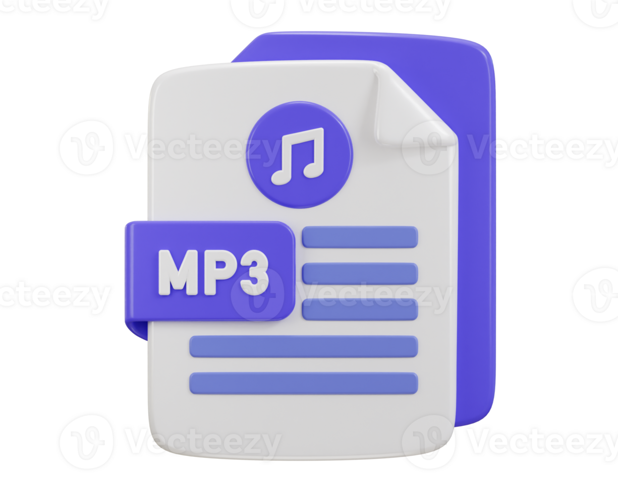 música ícone com mp3 Arquivo formato ícone 3d Renderização ilustração png