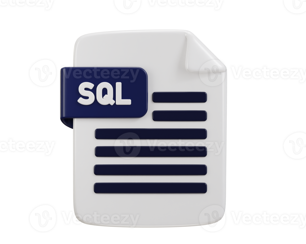 sql programing language file format icon 3d rendering illustration png