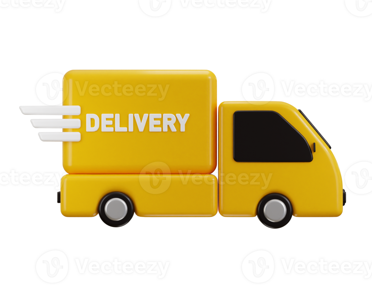 fast delivery truck with cardboard icon 3d rendering illustration concept of fast delivery icon png