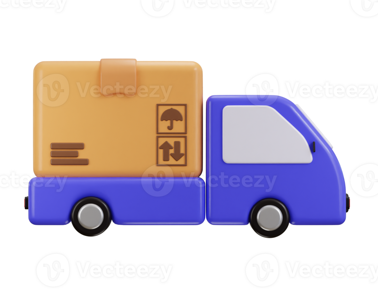 leverans lastbil med kartong ikon 3d tolkning illustration png