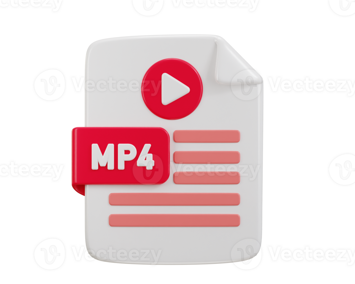 media icon with mp4 file format icon 3d rendering illustration png