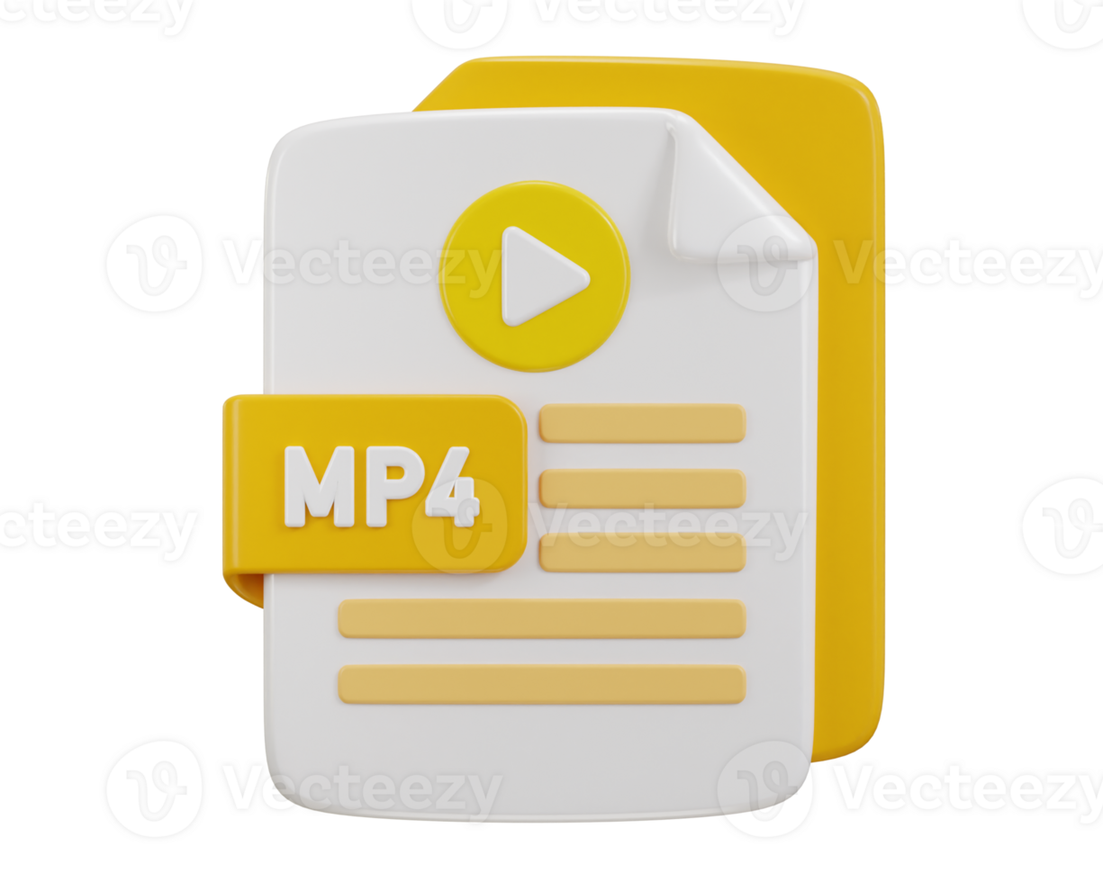 media icon with mp4 file format icon 3d rendering illustration png