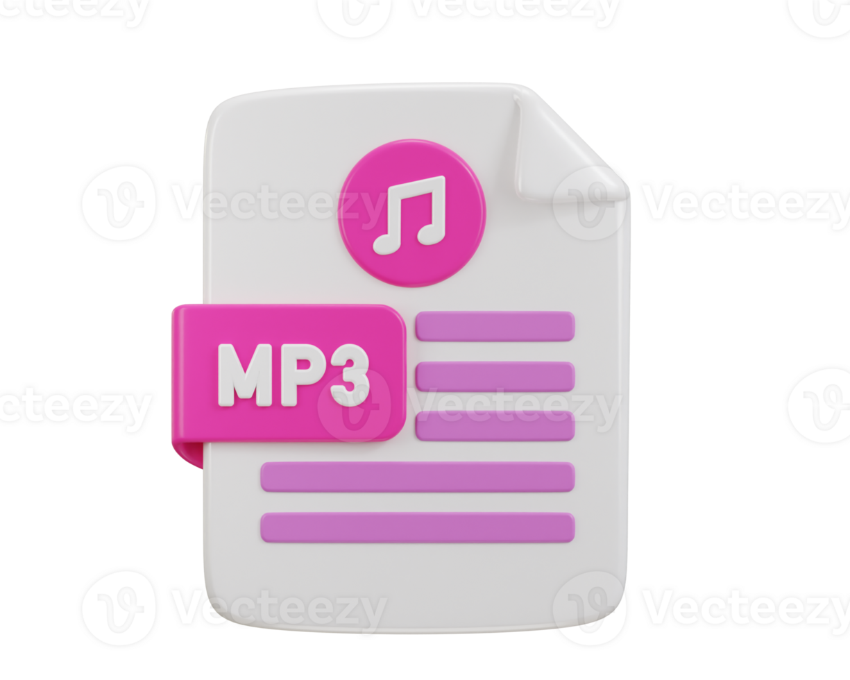 music icon with mp3 file format icon 3d rendering illustration png