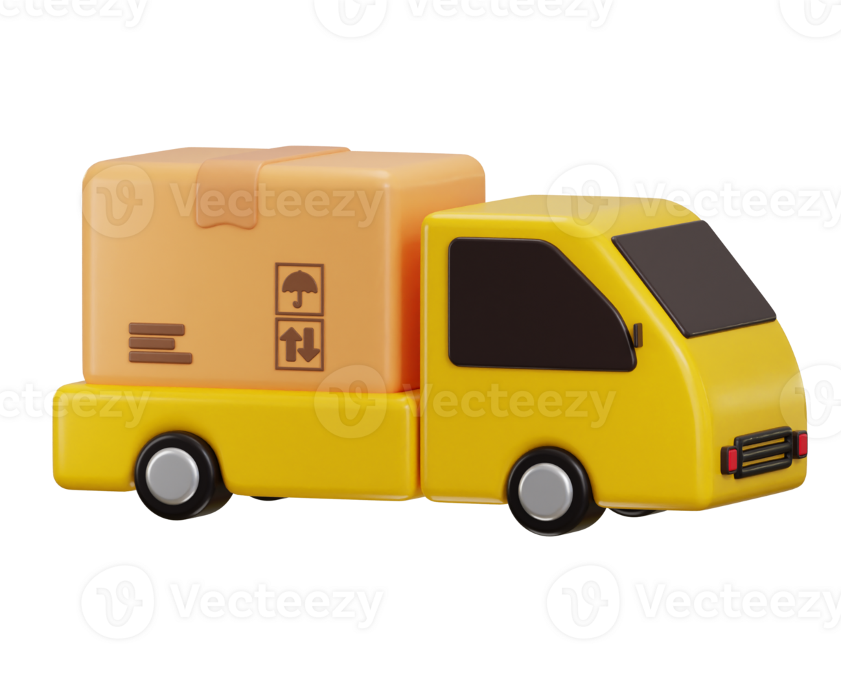 delivery truck with cardboard icon 3d rendering illustration png