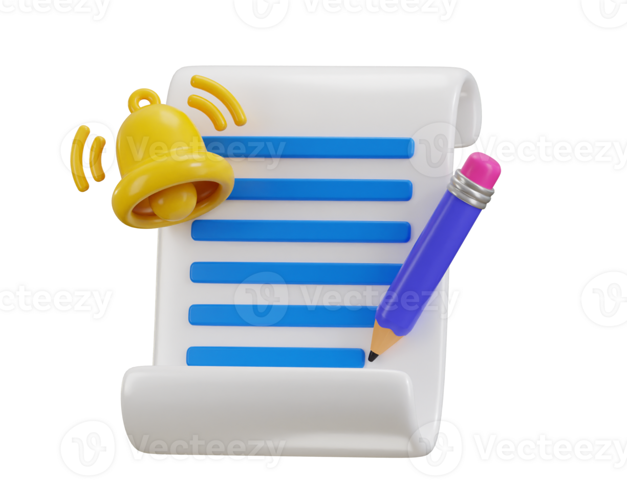 Paper and pencil icon 3d render concept of education icon illustration png