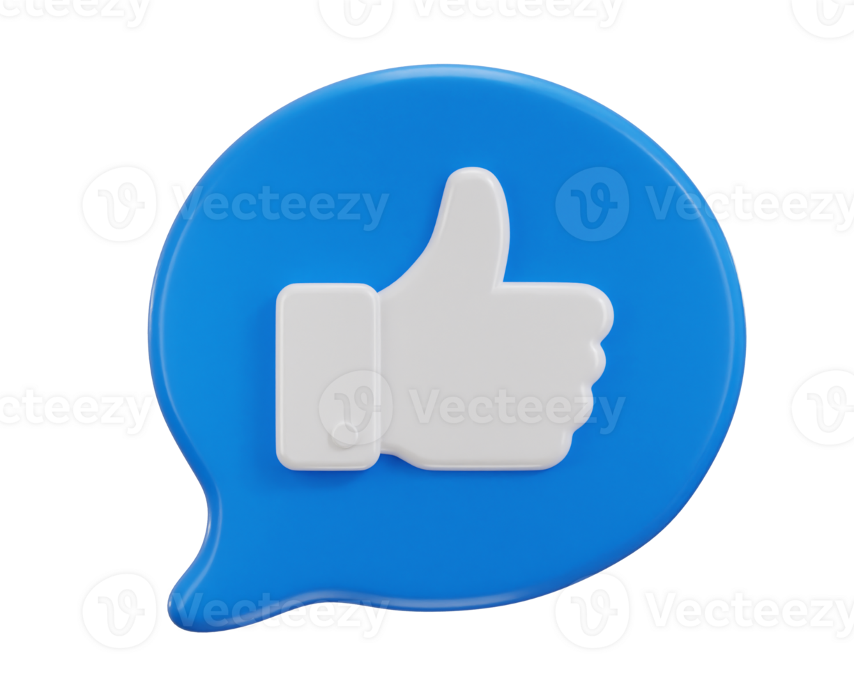 Thumbs up like icon 3d rendering illustration png