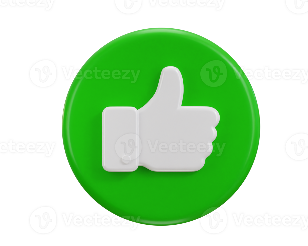 Thumbs up like icon 3d rendering illustration png