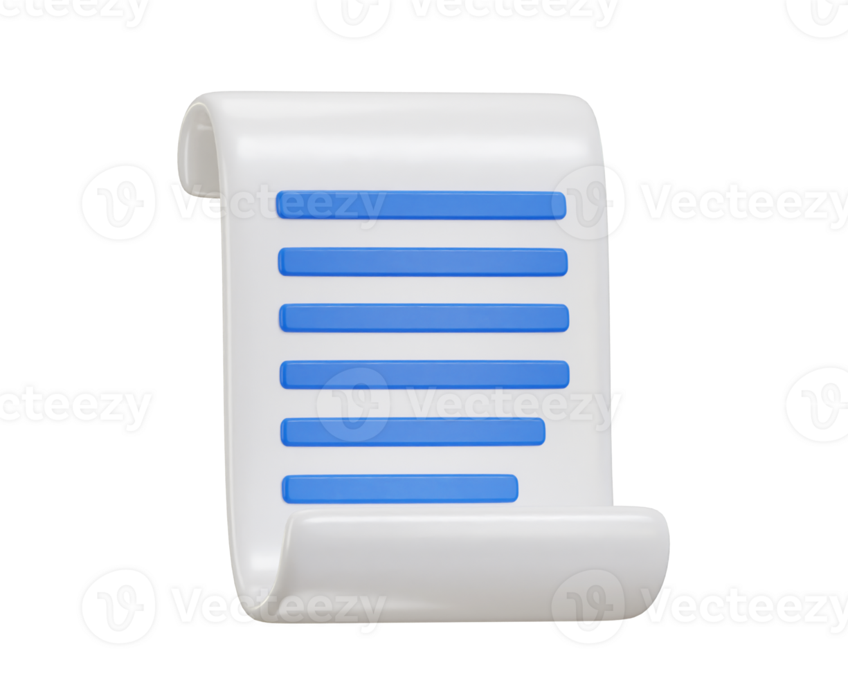 Paper bill of payment transaction receipt icon 3d rendering illustration png
