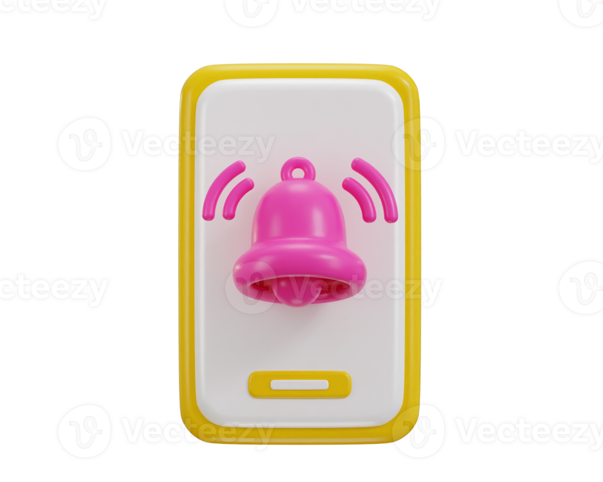 smartphone with bell icon concept of message notification icon 3d rendering illustration png