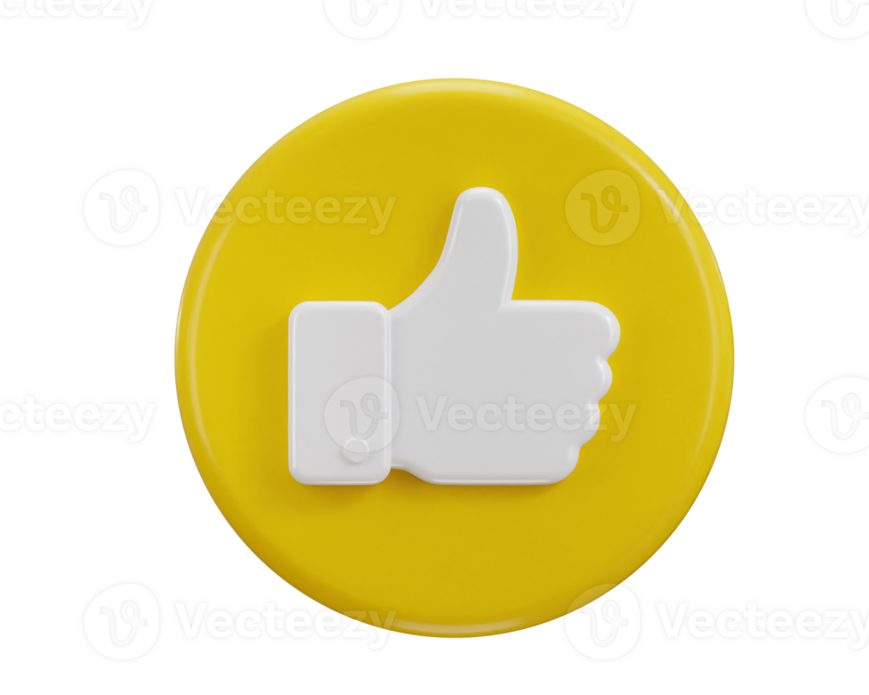 Thumbs up like icon 3d rendering illustration png