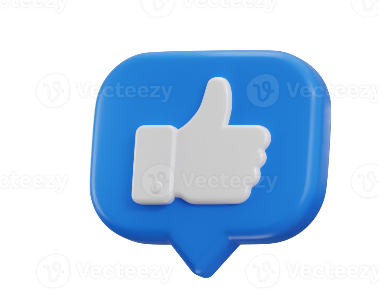 Thumbs up like icon 3d rendering illustration png