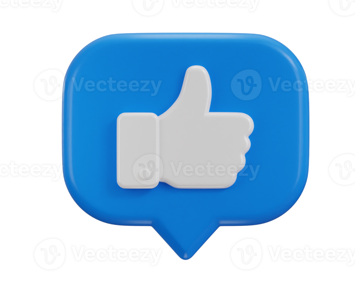 Thumbs up like icon 3d rendering illustration png