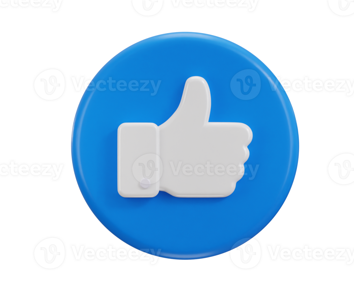 Thumbs up like icon 3d rendering illustration png